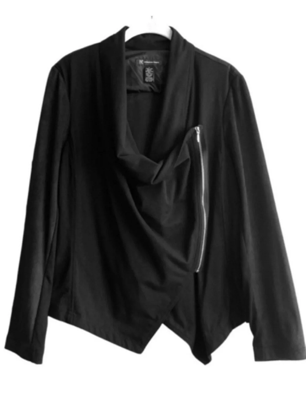 INC International Concepts Faux Suede Moto Blazer Jacket Black Size L